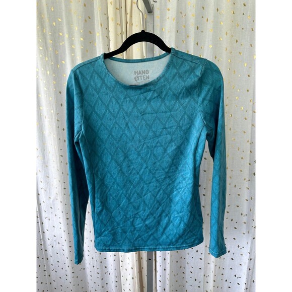 Hang Ten Women's Geometric Long Sleeve Sun Protection UPF 50+ Rash Guard Shirt S - Picture 2 of 7
